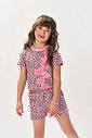 Conjunto Menina Onça Print Rosa Mundo Cinti