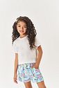Conjunto Infantil Menina Blusa Estrelas E Short Dino Azul Mundo Cinti
