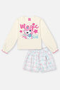 Conjunto Infantil Menina Blusa Magic E Short Azul Mundo Cinti