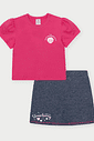 CONJ BLUSA E SHORTS AZ DREES B/RS BLOOM
