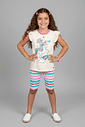 Conjunto Infantil Menina Unicórnio Listrado Natural Abrange