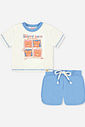 Conjunto Bebê Happy Day com Blusa Boxy e Short Azul