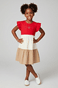 Vestido Infantil Color Block 3 Corações Vermelho Abrange
