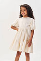 Vestido Menina em Moletinho Linho Off White Mundo Cinti