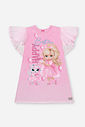Vestido Infantil Aniversário Menina com Capa em Tule Foil e Coroa – Vestido Birthday Girl Cinti ROSA IOGURTE