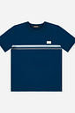 Conjunto Menino Camiseta Listra Dupla e Bermuda Clássico Azul