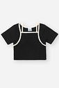 Conjunto Infantil Menina Blusa Cropped + Short Sarja Preto CTV