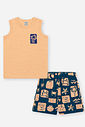 Conjunto Infantil Divertto Casual com Regata em Malha Flamê e Bermuda em Nylon LJ PASTEL/AZ MARINHO