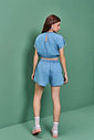 Conjunto Teen Feminino Blusa E Short Azul Jeans Claro Dway