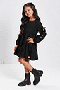 Vestido Infantil Rodado com Babados e Laços – Vestido Menina Inverno Mundo Cinti