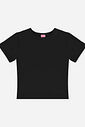 Blusa Manga Curta Infantil Menina em Cotton Básica Preta