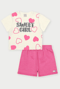 Conjunto Infantil Menina Corações Sweet Girl Rosa Abrange