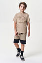 Conjunto Menino Camiseta Capivara Skater e Bermuda Latte
