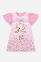 Vestido Infantil em Cotton com Estampa de Ursinha – Vestido Menina Verão com Strass ROSA IOGURTE