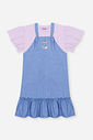 Conjunto Infantil com Blusa e Salopete em Molecotton Denim com Glitter – Look Menina Verão LL BRUMA/AZ JEANS MEDIO