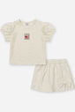 Conjunto Bebê Menina Blusa e Shorts-Saia Linho com Glitter