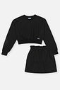 Conjunto Infantil Menina Blusão Cropped + Saia Preto CTV