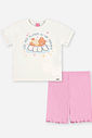 Conjunto Infantil Menina Blusa Ursinha e Ciclista Rosa