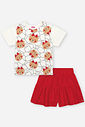 Conjunto Infantil com Blusa em Cotton e Shorts em Moletinho Waffle – Look Menina Verão com Estampa d NATURAL/VM MARTE