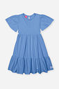 Vestido Infantil Soltinho com Babado e Strass para Meninas AZUL PROVENCE