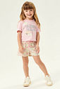 Conjunto Blusa Cropped E Short Ursinho Rosa E Verde Abrange