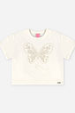 Blusa Boxy Infantil Menina com Borboleta e Strass Natural