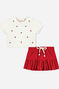 Conjunto Bebê Corações com Blusa Boxy e Saia-Short