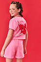 Conjunto Infantil Menina Blusa; Short E Mochila Strawberry Rosa E Vermelho Cinti