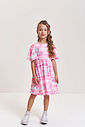 Vestido Infantil em New Stretch Listrado – Vestido Menina Verão Rosa Confete com Corações ROSA CONFETE