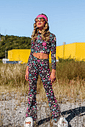 Conjunto Blusa Boxy E Calça Boot Cut Total Print Preto Dway