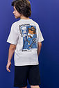 Conjunto Menino Camiseta Capivara Manobra de Skate e Bermuda Preto