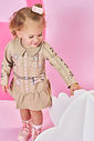 Vestido Infantil Bege Safari com Detalhes Criativos – Vestido Menina Fofo Mundo Cinti