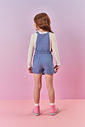 Conjunto Infantil Menina Blusa E Jardineira Natural E Azul Mundo Cinti