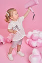 Conjunto Infantil de Blusa Laço em Meia Malha com Ciclista Metalizada NATURAL/PRATA