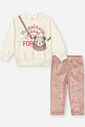 Conjunto Veludo Bebê Menina Ursa Happiness Mundo Cinti