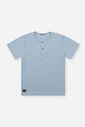 Camiseta Infantil Henley em Malha Eco Azul Mesclado