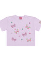 Conjunto Infantil Menina Blusa Boxy E Short  Borboletas E Pompom Lilás E Off White Cinti
