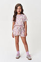 Conjunto Infantil Menina Blusa Boxy e Short-Saia Borboletas
