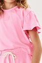 Conjunto Infantil Menina Blusa Boxy E Short Glitter Rosa Cinti