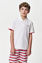 Conjunto Menino Camisa Polo e Bermuda Listrada Vermelho