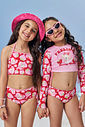 Biquíni Infantil em Malha UV com Estampa de Ursinha e Morangos – Moda Praia Menina Verão com Strass ROSA IOGURTE