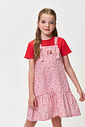 Conjunto Infantil Menina Blusa e Salopete Xadrez Vermelha