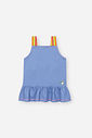 Conjunto Infantil com Regata Boxy e Shorts em Molecotton Denim – Look Menina Verão com Alças Colorid AZUL JEANS MEDIO