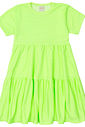 Vestido Infantil em Camadas Básico Manga Curta Verde Neon