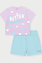 Conjunto Curto Infantil Menina Better Together Azul Abrange