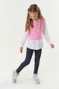 CONJ CAMISETE, LEGGING, COLETE BRANCO/PT JEANS/ROSA