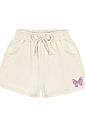 Conjunto Infantil Menina Blusa Boxy E Short  Borboletas E Pompom Lilás E Off White Cinti