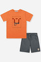 Conjunto Infantil Menino Camiseta Mouliné Sun e Bermuda Moletom