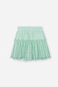 Saia Shorts Infantil em Tule Glitter e Meia Malha – Saia Menina Verão com Shorts Interno VERDE BRISA