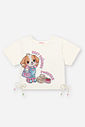 Conjunto Infantil com Blusa em Cotton e Shorts Saia de Cachorro – Look Menina Verão com Strass NATURAL/RS CONFETE